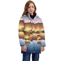 Majestic Lake Kid s Hooded Longline Puffer Jacket by GardenOfOphir