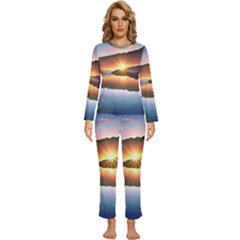 Majestic Lake Womens  Long Sleeve Lightweight Pajamas Set by GardenOfOphir