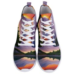 Flaming Sunset Men s Lightweight High Top Sneakers by GardenOfOphir