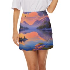 Loveliest Sunset Mini Front Wrap Skirt by GardenOfOphir