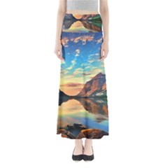 Portentous Sunset Full Length Maxi Skirt by GardenOfOphir