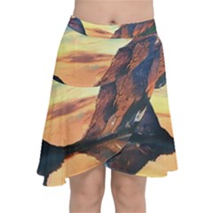 Portentous Sunset Chiffon Wrap Front Skirt by GardenOfOphir