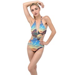 Portentous Sunset Plunging Cut Out Swimsuit by GardenOfOphir