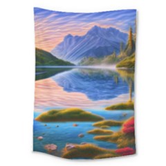Romantic Lake Sunset Large Tapestry by GardenOfOphir