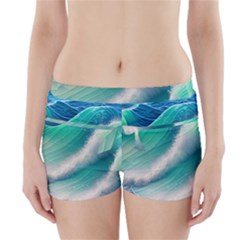 Beautiful Abstract Pastel Ocean Waves Boyleg Bikini Wrap Bottoms by GardenOfOphir