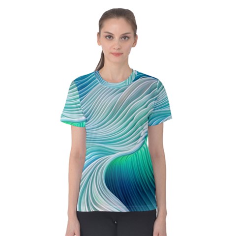 Pastel Abstract Waves Pattern Women s Cotton Tee by GardenOfOphir