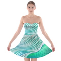 Pastel Abstract Waves Pattern Strapless Bra Top Dress by GardenOfOphir