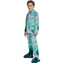 Pastel Abstract Waves Pattern Kids  Long Sleeve Velvet Pajamas Set View2