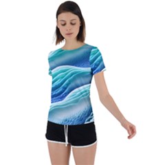 Pastel Beach Wave I Back Circle Cutout Sports Tee by GardenOfOphir