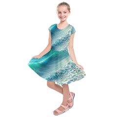 Pastel Beach Wave Kids  Short Sleeve Dress by GardenOfOphir