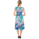 Waves At The Ocean s Edge Cap Sleeve Front Wrap Midi Dress View2