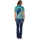 Summer Ocean Waves Women s Short Sleeve Double Pocket Shirt View4