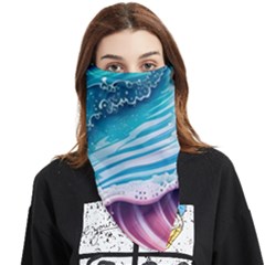 Pink Wave Crashing On The Shore Face Covering Bandana (triangle) by GardenOfOphir