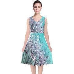 Dandelion V-neck Midi Sleeveless Dress  by artworkshop