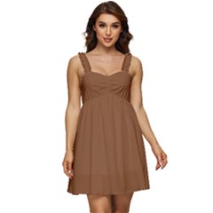 Caramel Cafe Brown	 - 	ruffle Strap Babydoll Chiffon Dress by ColorfulDresses