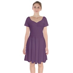 Japanese Violet Purple	 - 	short Sleeve Bardot Dress