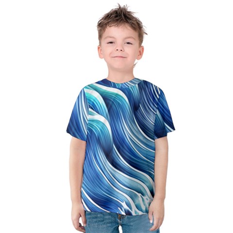 Sunny Ocean Wave Kids  Cotton Tee by GardenOfOphir