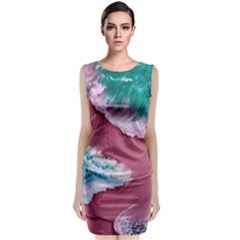 Ocean Waves In Pink Classic Sleeveless Midi Dress by GardenOfOphir