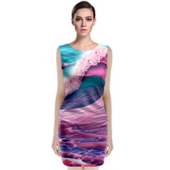 Pink Waves On The Beach Ii Classic Sleeveless Midi Dress by GardenOfOphir