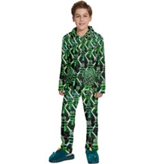 Bottles Green Drink Pattern Soda Refreshment Kids  Long Sleeve Velvet Pajamas Set by Ravend