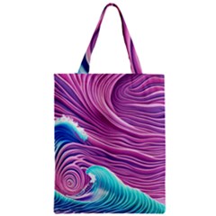 Pink Water Waves Zipper Classic Tote Bag by GardenOfOphir