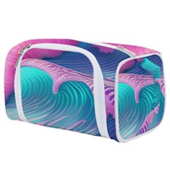 Pink Waves On The Beach Toiletries Pouch by GardenOfOphir