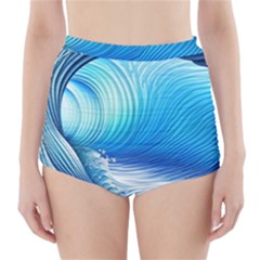 Nature s Beauty; Ocean Waves High-waisted Bikini Bottoms by GardenOfOphir