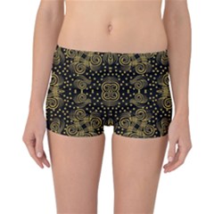 Pattern Seamless Gold 3d Abstraction Ornate Reversible Boyleg Bikini Bottoms by Ravend