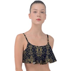 Pattern Seamless Gold 3d Abstraction Ornate Frill Bikini Top by Ravend