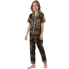 Pattern Seamless Gold 3d Abstraction Ornate Kids  Satin Short Sleeve Pajamas Set