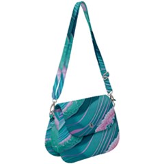 Pink Ocean Waves Saddle Handbag