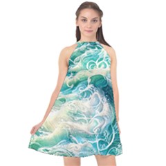 The Endless Sea Halter Neckline Chiffon Dress  by GardenOfOphir