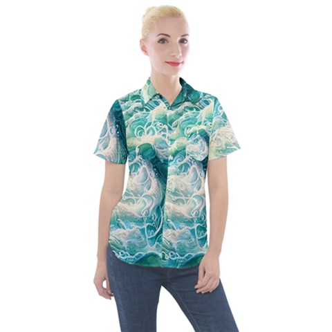 The Endless Sea Women s Short Sleeve Pocket Shirt by GardenOfOphir