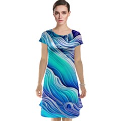 Ocean Waves In Pastel Tones Cap Sleeve Nightdress