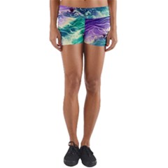 Pastel Hues Ocean Waves Yoga Shorts by GardenOfOphir