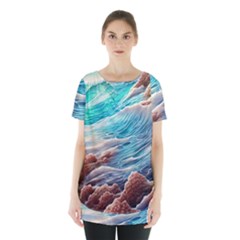 Waves Of The Ocean Skirt Hem Sports Top by GardenOfOphir