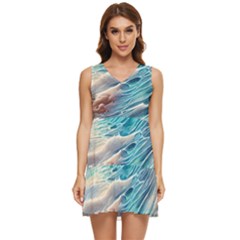 Waves Of The Ocean Tiered Sleeveless Mini Dress