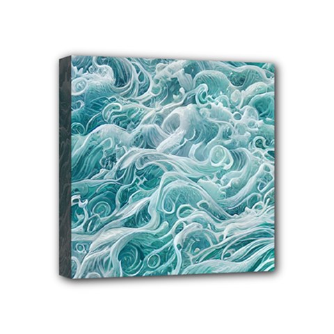 Nature Ocean Waves Mini Canvas 4  X 4  (stretched) by GardenOfOphir