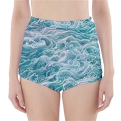 Nature Ocean Waves High-waisted Bikini Bottoms by GardenOfOphir