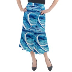 Blue Wave Midi Mermaid Skirt by GardenOfOphir
