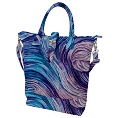 Abstract Pastel Ocean Waves Buckle Top Tote Bag by GardenOfOphir