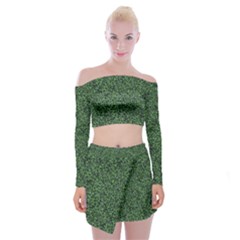 Leafy Elegance Botanical Pattern Off Shoulder Top With Mini Skirt Set by dflcprintsclothing