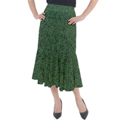 Leafy Elegance Botanical Pattern Midi Mermaid Skirt by dflcprintsclothing
