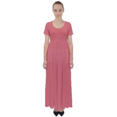 Congo Pink	 - 	high Waist Short Sleeve Maxi Dress by ColorfulDresses