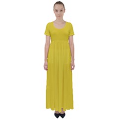 Pineapple Yellow	 - 	high Waist Short Sleeve Maxi Dress by ColorfulDresses