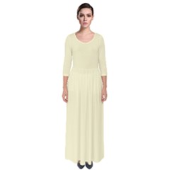 Creamy Yellow	 - 	quarter Sleeve Maxi Dress by ColorfulDresses