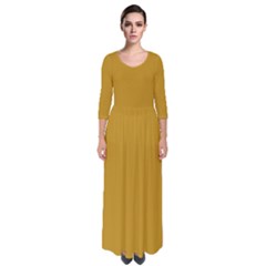 Honey Yellow	 - 	quarter Sleeve Maxi Dress by ColorfulDresses