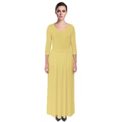 Macaroon Yellow	 - 	quarter Sleeve Maxi Dress by ColorfulDresses