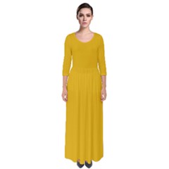 Medaillon Yellow	 - 	quarter Sleeve Maxi Dress by ColorfulDresses