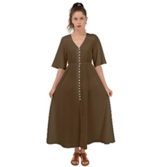 Cafe Noir Brown	 - 	kimono Sleeve Boho Dress